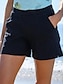 cheap Women&#039;s Shorts-Women&#039;s Shorts Bermuda shorts Faux Linen Pocket Split Mid Waist Short Black Summer