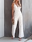 cheap Jumpsuits &amp; Rompers-Women&#039;s Jumpsuit Solid Color Zipper Casual Deep V Party Street Sleeveless Regular Fit White Black Wine XS S M Summer / Strap