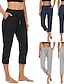 cheap Yoga Pants &amp; Bloomers-Women&#039;s High Waist Yoga Pants Drawstring Pocket Capris Bottoms Quick Dry Moisture Wicking Solid Color Fashion Light Grey Dark Navy Black Yoga Fitness Gym Workout Summer Sports Activewear Micro-elastic