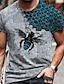 cheap Men&#039;s Tees &amp; Tank Tops-Men&#039;s Tee T shirt Tee Shirt Graphic Prints Bee 3D Print Round Neck Daily Holiday Short Sleeve Print Tops Polyester Casual Designer Big and Tall Green Blue Yellow / Wet and Dry Cleaning / Summer