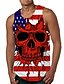 cheap Men&#039;s 3D T-shirts-Men&#039;s Tank Top Undershirt 3D Print Graphic Prints Skull American Flag Crew Neck Daily Holiday Print Sleeveless Tops Casual Designer Big and Tall Red / Summer