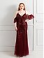 cheap Evening Dresses-Mermaid / Trumpet Plus Size Sexy Wedding Guest Formal Evening Dress Spaghetti Strap Short Sleeve Floor Length Sequined with Sequin 2022