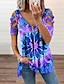 cheap Women&#039;s T-shirts-Women&#039;s Holiday Weekend Floral Blouse Eyelet top Shirt Floral Color Block Leopard Short Sleeve Cut Out Zipper Flowing tunic V Neck Basic Streetwear Tops Colourful Aqua green Color blue S / Print