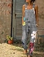 cheap Women&#039;s Overalls-Denim Jumpsuit for Women Overall Utility Patch Pocket Print Floral Casual Daily Going out Regular Fit Sleeveless Blue Gray Light Blue S M L Fall Cowboy