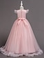 cheap Flower Girl Dresses-A-Line Floor Length Flower Girl Dress Birthday Girls Cute Prom Dress Satin with Bow(s) Floral / Flower Fit 3-16 Years