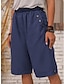 abordables Shorts de mujer-Mujer Pantalón corto pantalones Lino Bolsillo Media cintura Corto Negro Verano