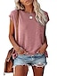 baratos Tops básicos de mulher-bilike jomex feminino com tops de ombro com capa de bolso e camiseta casual solta rosa m
