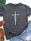 cheap Tees &amp; T Shirts-Women&#039;s Cross Faith Christian Womens T Shirts Graphic Tee Summer Cotton Tops