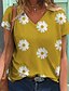 cheap Women&#039;s T-shirts-Women&#039;s T shirt 3D Print Floral Short Sleeve Daily Tops V Neck Blue Yellow Gray