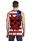 cheap Men&#039;s 3D T-shirts-Men&#039;s Tank Top Undershirt 3D Print Graphic Prints Skull American Flag Crew Neck Daily Holiday Print Sleeveless Tops Casual Designer Big and Tall Red / Summer