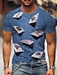 preiswerte 3D-T-Shirt für Männer-Herren-T-Shirt gemustert Poker Rundhals Kurzarm grau lila gelb Party täglich bedruckte Oberteile lässige grafische T-Shirts