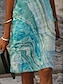 Χαμηλού Κόστους Print Φορέματα-Γυναικεία Φόρεμα ριχτό Μίντι φόρεμα Θαλασσί Μπλε Απαλό Κοντομάνικο Δετοβαμένο Στάμπα Άνοιξη Καλοκαίρι Λαιμόκοψη V Καθημερινό 2022 Τ M L XL XXL 3XL