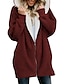 billige Hættetrøjer og sweatshirts til kvinder-Dame Gade Overdimensionerede Sherpa Fleece Lynlås Rødbrun Denim blå Sort Helfarve Afslappet Langærmet Fleece S M L XL XXL 3XL / Fleecefor