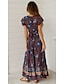 Χαμηλού Κόστους Print Φορέματα-γυναικείο casual φόρεμα swing φόρεμα boho φόρεμα μακρύ φόρεμα μάξι φόρεμα κόκκινο μπλε ναυτικό κοντομάνικο floral print άνοιξη καλοκαίρι v λαιμόκοψη 2023 s m l xl