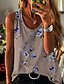 cheap Tank Tops &amp; Camis-Women&#039;s Blouse Tank Top Vest Floral Graphic Print U Neck Basic Streetwear Tops Blue Blushing Pink Khaki