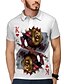 preiswerte Polo-Shirts für Herren-Herren Golfhemd Tennishemd 3D-Druck Löwe Poker Button-Down Kurzarm Strasse Oberteile Freizeit Modisch Cool Weiß / Sport