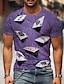 economico maglietta 3d da uomo-t shirt da uomo fantasia poker girocollo manica corta grigio viola giallo party quotidiano stampa top casual t-shirt grafiche