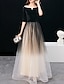 Χαμηλού Κόστους Φορέματα NYE-Γραμμή Α Κομψό Gradient Χοροεσπερίδα Επίσημο Βραδινό Φόρεμα Με Κόσμημα Μισό μανίκι Μακρύ Τούλι με Λείος 2022