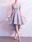 preiswerte Partykleid-A-Linie Cocktailkleider Elegant Kleid kleid hochzeitsgast Abschlussball Asymmetrisch Kurzarm Schulterfrei Tüll mit Schleife(n) Plissee 2024