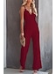 cheap Women&#039;s Jumpsuits-Women&#039;s Casual Party Street Holiday Deep V 2022 White Black Wine Jumpsuit Solid Color Zipper