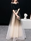 cheap Party Dresses-A-Line Elegant Gradient Prom Formal Evening Dress Jewel Neck Half Sleeve Floor Length Tulle with Sleek 2022