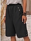 abordables Shorts de mujer-Mujer Pantalón corto pantalones Lino Bolsillo Media cintura Corto Negro Verano