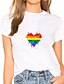 cheap Women&#039;s T-shirts-Women&#039;s Painting T shirt Rainbow Heart Print Round Neck Basic LGBT Pride Tops White