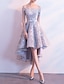 preiswerte Partykleid-A-Linie Cocktailkleider Elegant Kleid kleid hochzeitsgast Abschlussball Asymmetrisch Kurzarm Schulterfrei Tüll mit Schleife(n) Plissee 2024