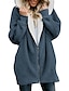 preiswerte Kapuzenpullover &amp; Sweatshirts für Damen-Damen Strassenmode überdimensional Sherpa-Fleece Zip Kastanienbraun Denim Blue Schwarz Feste Farbe Casual Langarm Vlies S M L XL XXL 3XL / Fleece-Futter