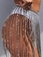cheap Mini Skirt-Women&#039;s Skirt Above Knee Polyester Silver Gold Skirts Summer Tassel Fringe See Through Cut Out Without Lining Party Sexy Weekend Nightclub One-Size