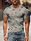 お買い得  男性の 3d t シャツ-男性用 Tシャツ 面白いTシャツ フラワー グラフィック クルーネック B C E I K 3Dプリント プラスサイズ カジュアル 日常 半袖 衣類 ハワイアン デザイナー ベーシック スリムフィット