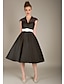 cheap Cocktail Dresses-A-Line Cocktail Dresses 1950s Dress Valentine&#039;s Day Wedding Guest Knee Length Sleeveless V Neck Wednesday Addams Family Tulle with Sash / Ribbon 2024