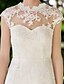 cheap Wedding Dresses-Reception Open Back Little White Dresses Wedding Dresses A-Line Jewel Neck Cap Sleeve Knee Length Floral Lace Bridal Gowns With Appliques 2024