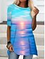 cheap Best Selling Dress-Women&#039;s Short Mini Dress T Shirt Dress Tee Dress Blue Purple Half Sleeve Print Print Color Gradient Round Neck Fall Summer Holiday Casual 2021 S M L XL XXL 3XL