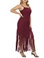 cheap Plus Size Maxi Dresses-Women&#039;s Plus Size Strap Dress Solid Color Boat Neck Tassel Fringe Sleeveless Summer Casual Sexy Maxi long Dress Daily Weekend Dress