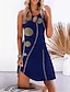 cheap Super Sale-Women&#039;s Short Mini Dress A Line Dress Black Blue Sleeveless Print Geometric Crew Neck Spring Summer Casual Under 10 S M L XL XXL 3XL 4XL 5XL