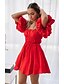cheap Dresses-Women&#039;s Short Mini Dress Swing Dress Blushing Pink Sky Blue White Red Short Sleeve Ruched Pleated Solid Color Off Shoulder Spring Summer Holiday Casual Sexy 2021 S M L XL XXL XXXL