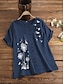 cheap Women&#039;s Blouses &amp; Shirts-Women&#039;s Shirt Blouse Cotton Graphic Floral Dandelion Short Sleeve Date Vacation Daily Casual Crew Neck Slim Summer Spring
