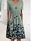 Χαμηλού Κόστους Print Φορέματα-Γυναικεία Καθημερινό φόρεμα Μίντι φόρεμα Πράσινο του τριφυλλιού Κοντομάνικο Στάμπα Στάμπα Άνοιξη Καλοκαίρι Στρογγυλή Ψηλή Λαιμόκοψη Καθημερινό Χαλαρή Εφαρμογή 2023 Τ M L XL XXL
