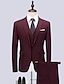 tanie Garnitury-Bordowe białe czerwone męskie ślubne garnitury biznesowe formalne garnitury dla pana młodego 3-częściowe solidne kolorowe dopasowane dopasowanie jednorzędowy zapinany na jeden guzik 2024