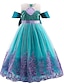 cheap Dresses-Girls&#039; Dress The Little Mermaid Ariel Floral Tulle Dress Party Festival Embroidered Mesh Bow Purple Green Cotton Midi Sleeveless Princess Sweet SatinDresses Summer Regular Fit 3-10 Years