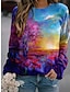 cheap Women&#039;s Hoodies &amp; Sweatshirts-Women&#039;s Sweatshirt Pullover Scenery 3D 3D Print Daily Sports 3D Print Active Streetwear Hoodies Sweatshirts  Purple