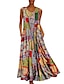 cheap Print Dresses-Women&#039;s Casual Dress Swing Dress Long Dress Maxi Dress Khaki Sleeveless Tribal Pocket Summer Spring Color Blocks Crew Neck Hot Linen M L XL XXL 3XL 4XL 5XL