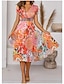 cheap Print Dresses-Women‘s Casual Dress Midi Dress Pink Short Sleeve Print Spring Summer Casual 2023 S M L XL XXL