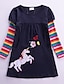 cheap Dresses-Kids Girls&#039; Dress Animal Rainbow Unicorn Long Sleeve School Daily Embroidered Sweet 100% Cotton Knee-length Spring Fall 2-8 Years Royal Blue Fuchsia