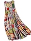 cheap Print Dresses-Women&#039;s Casual Dress Swing Dress Long Dress Maxi Dress Khaki Sleeveless Tribal Pocket Summer Spring Color Blocks Crew Neck Hot Linen M L XL XXL 3XL 4XL 5XL