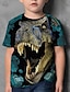 billige drenges 3d t-shirts-Børn Drenge T-shirt Kortærmet Dinosaurus 3D-udskrivning Farveblok Dyr Crewneck Hurtigtørrende Blå Gul Kakifarvet Børn Toppe Sommer Basale Gade Afslappet 3-12 år
