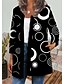 cheap Jackets-Women&#039;s Jacket Casual Jacket Print Regular Coat White Black Daily Casual Open Front Autumn / Fall Round Neck Regular Fit S M L XL XXL 3XL / Floral / Geometric