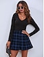 cheap Mini Skirt-Women&#039;s Skirt Above Knee Skirts Pleated Print Plaid Tartan Plaid Checkered Casual Daily Weekend Summer Polyester Streetwear Preppy Black Red Blue