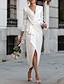 Χαμηλού Κόστους Πάρτι Φορέματα-Γυναικεία Φόρεμα σε ευθεία γραμμή Εκκλησιαστικό φόρεμα Μίντι φόρεμα Λευκό Κρασί Πορτοκαλί Μακρυμάνικο Μονόχρωμες Σουρωτά Καλοκαίρι Άνοιξη Λαιμόκοψη V Κομψό Πάρτι Χειμερινό φόρεμα Φόρεμα Φθινοπώρου